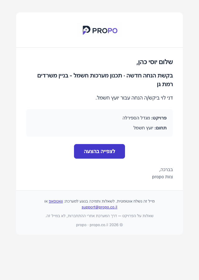 מייל התראת משא ומתן